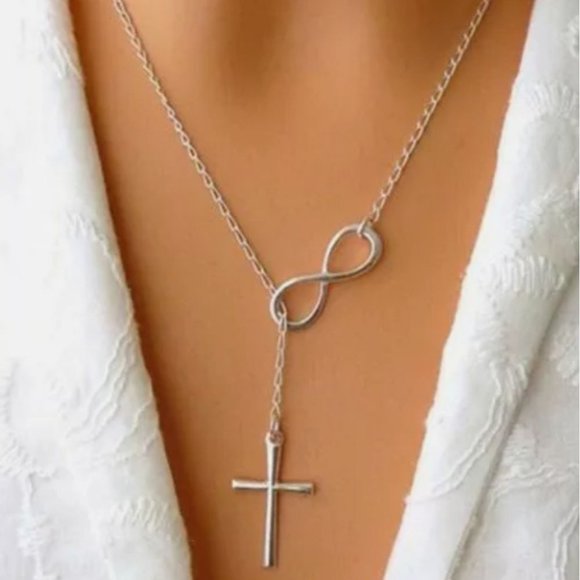 Anthropologie Jewelry - Multilayer Clavicle Infinity Cross chain Necklace